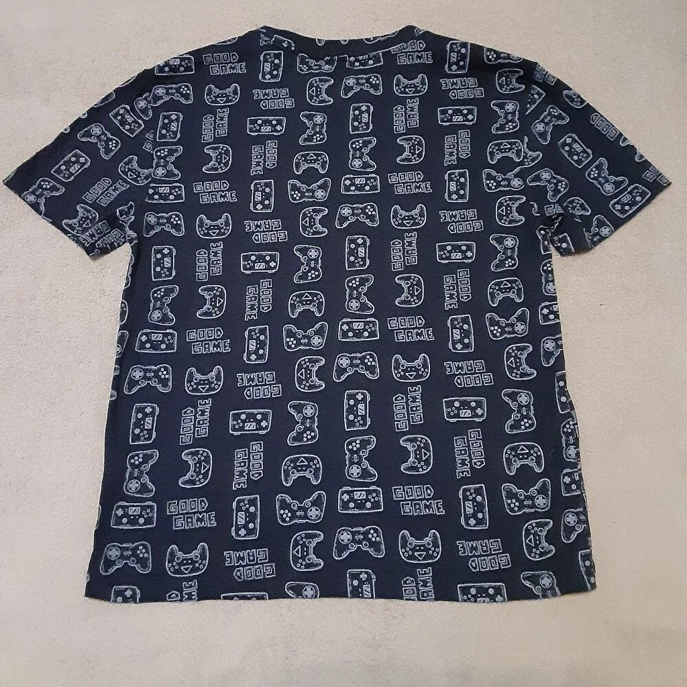 Old Navy Dark & Light Blue Remote Control Shirt Size 8 (M) Short Sleeve